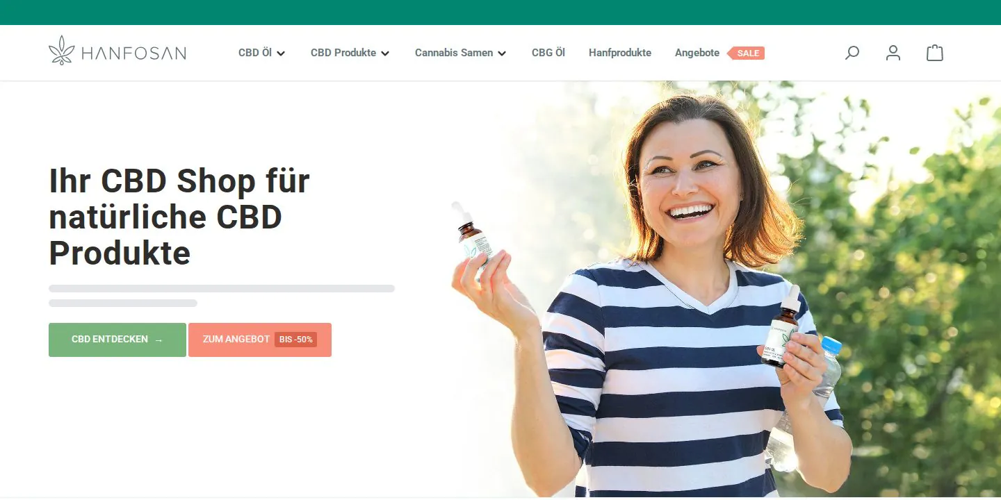 Startseite von hanfosan.de auf Shopware 6